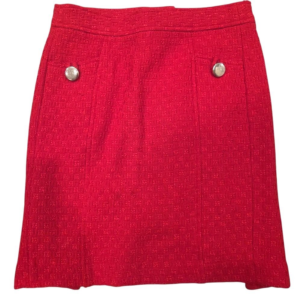 Banana Republic Tweed Tapestry Knee Length Women's Skirt Red New England 2